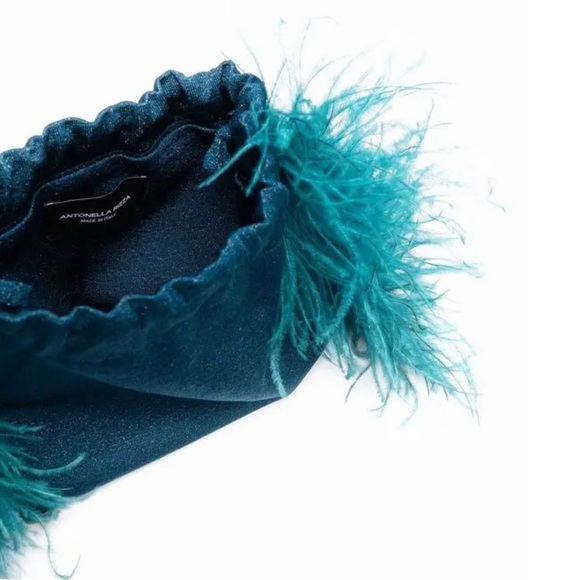 ANTONELLA RIZZA clutch bag feathers teal green - Picture 4 of 7